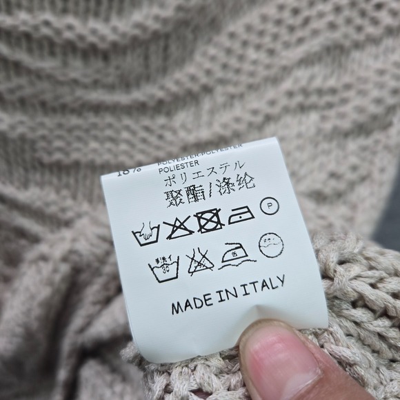 Beatrice‎ Women Sweater Medium Beige Open Knit Made In Italy Sleeveless Pullover - Picture 8 of 11